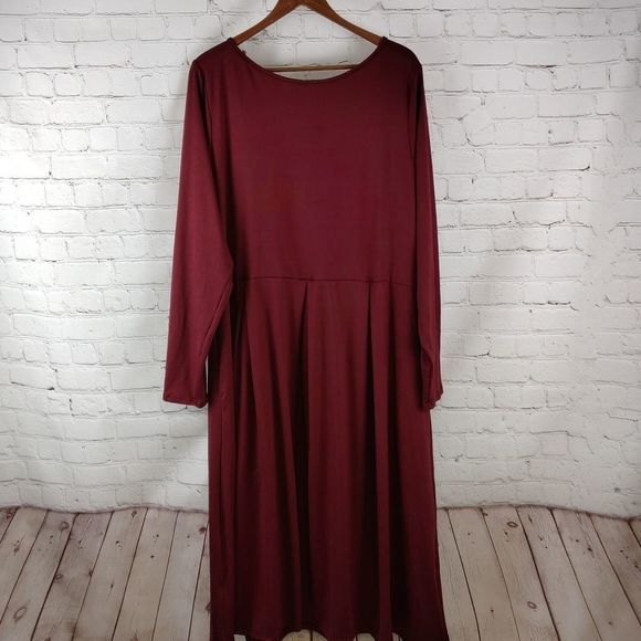 24seven Maternity Midi Dress Long Sleeve Fit and Flare Burgundy 2X NWOT - Picture 5 of 13